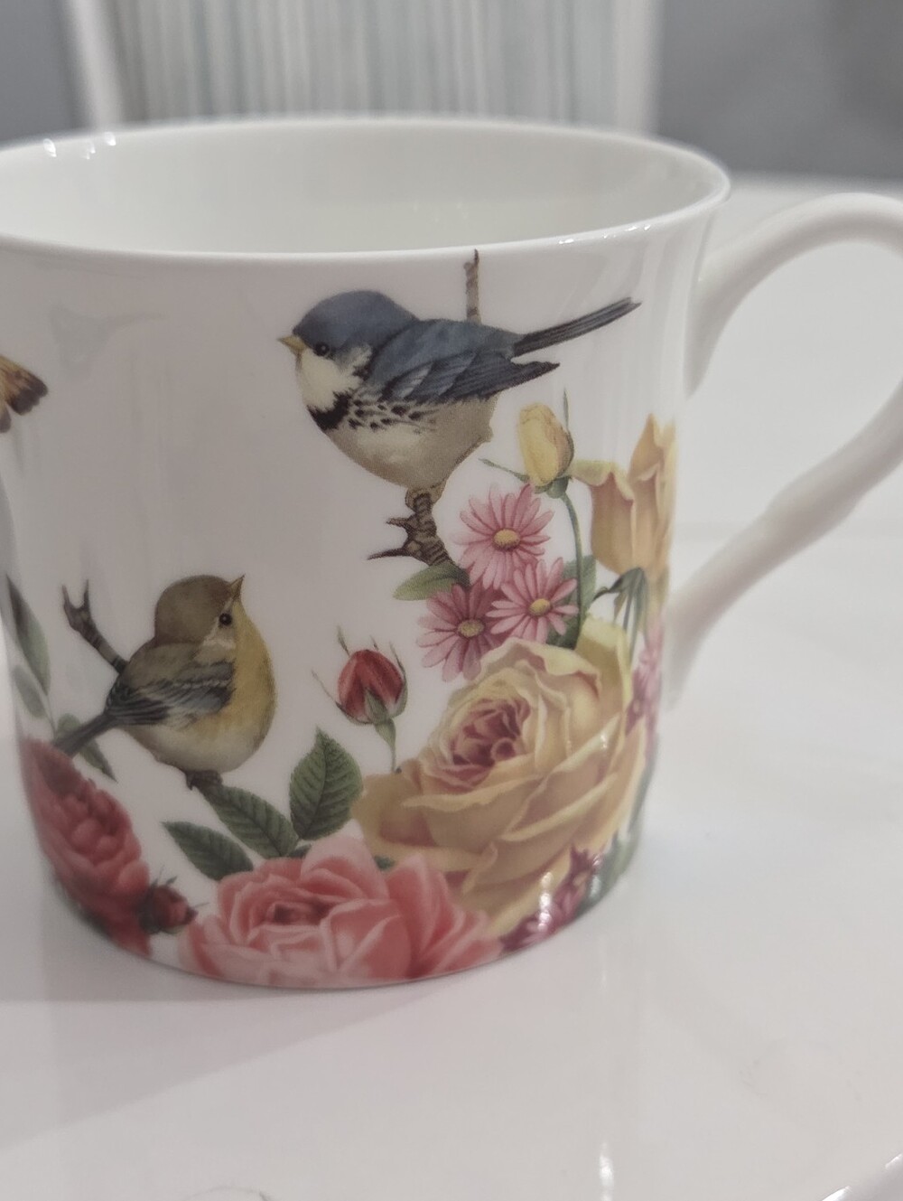 Stechcol Coastline Imports Teacup With Birds And Flowers Fine Bone China